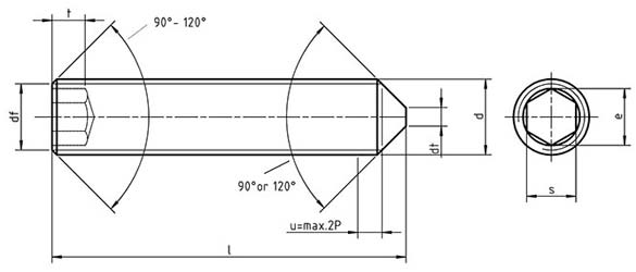 DIN 914 Hexagon Socket Set Cap Screws with cone point