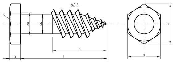 UNI 704 Hex Wood Screws
