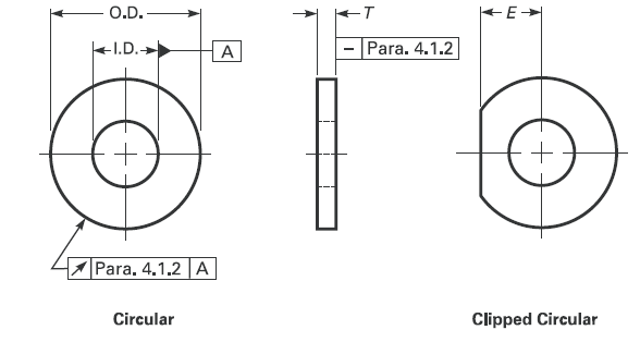 Dimensions for Hardened Steel Circular and Circular Clipped Washers